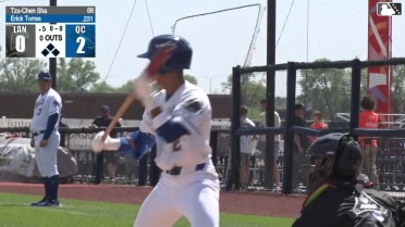 Tyriq Kemp hits a sacrifice bunt. Throwing error by pitcher Tzu-Chen Sha. Erick Torres scores. Tyriq Kemp to 3rd.