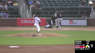 Jordan Groshans singles on a ground ball to center fielder Samuel Zavala. John Gil scores.
