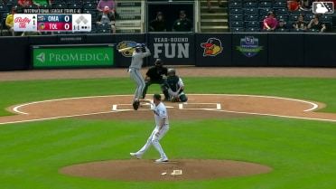 Brett Squires homers (19) on a fly ball to right field.