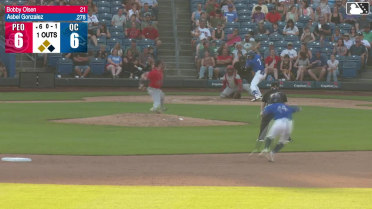 Asbel Gonzalez out on a sacrifice fly to center fielder Cameron Nickens. Tyriq Kemp scores. Erick Torres to 3rd.