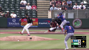 Christian Arroyo doubles (12) on a sharp line drive to center fielder Enrique Bradfield Jr. Ji Hwan Bae scores.