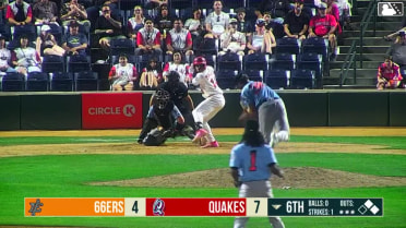Kendrey Maduro singles on a line drive to center fielder Korbyn Dickerson. Hayden Alvarez scores. Kevyn Castillo to 2nd.