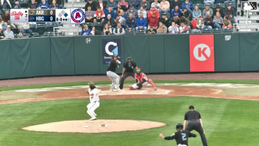 Nick Mitchell singles on a sharp line drive to center fielder Sam Petersen. Alex Mooney scores.