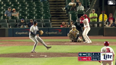 Noelvi Marte hits a grand slam (4) to left center field. Dayne Leonard scores. Garrett Hampson scores. Michael Chavis scores.