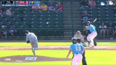 Justin Johnson doubles (18) on a sharp line drive to center fielder Eduardo Quintero. Spencer Nivens scores.