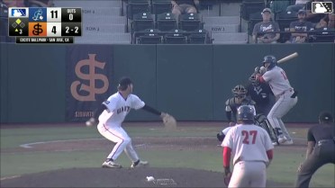 Nate Nankil singles on a ground ball to center fielder Andy Polanco. Bobby Blandford scores.