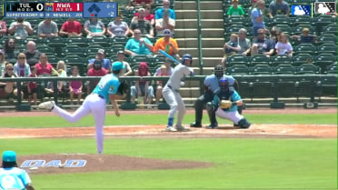Chris Newell homers (12) on a fly ball to left center field.