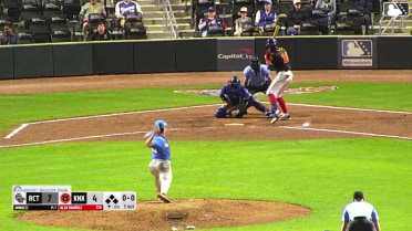 Alex Ramírez out on a sacrifice fly to right fielder Matthew Lugo. Karson Simas scores.