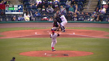 GJ Hill doubles (2) on a ground ball to left fielder Jack Payton. Andy Perez scores. Roc Riggio scores.