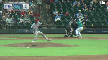 Trevor Austin doubles (7) on a line drive to left fielder Angel Ortiz. Max Holy scores.
