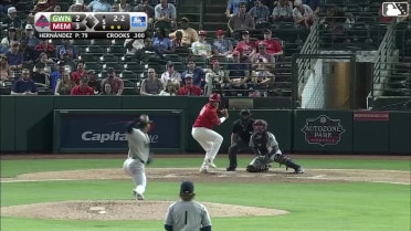 Jimmy Crooks homers (6) on a fly ball to center field.