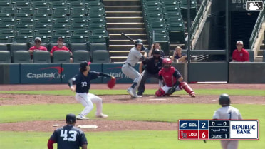 Milan Tolentino singles on a ground ball to right fielder Will Benson. Blake Perkins scores.