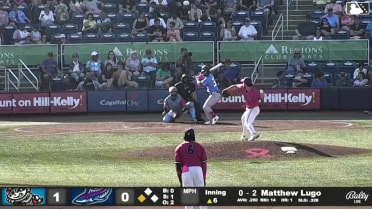 Matthew Lugo doubles (3) on a line drive to right fielder Dillon Lewis. Gustavo Campero scores.