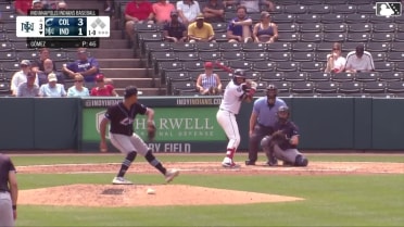 Cameron Barstad homers (3) on a fly ball to center field.