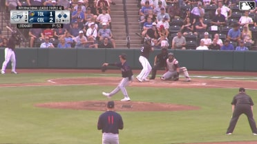 Daniel Schneemann homers (1) on a fly ball to right center field. Alfonsin Rosario scores. Cooper Ingle scores.