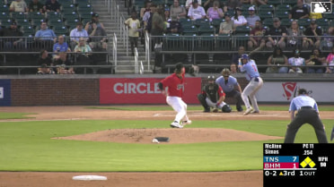 Karson Simas lines into a double play, center fielder Samuel Zavala to catcher Grant Magill. Carter Trice out at home.