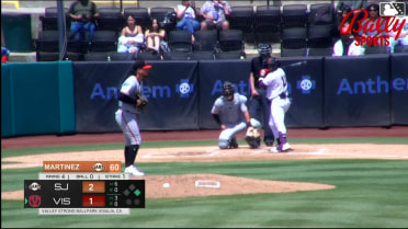 Enyervert Perez doubles (1) on a ground ball to left fielder Damian Bravo. Ivan Luciano scores.