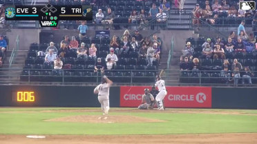 Caleb Bartolero triples (1) on a sharp fly ball to center fielder Carlos Jimenez.