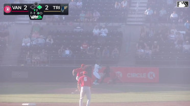 Anthony Scull triples (1) on a fly ball to left fielder J.R. Freethy. Caleb Bartolero scores.