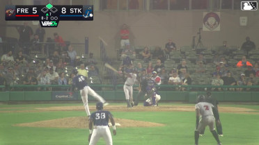 Wilder Dalis doubles (12) on a line drive to center fielder Bobby Blandford. Derek Bernard scores.