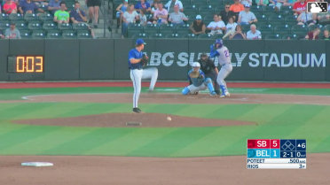 Logan Poteet homers (1) on a fly ball to left field.