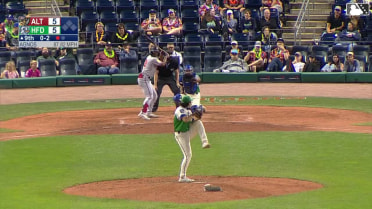 Zach Agnos strikes out a batter