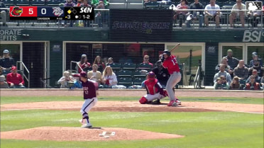 Yohandy Morales singles on a ground ball to center fielder Steward Berroa. Andrés Chaparro scores.