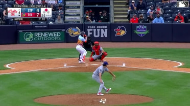 Max Clark singles on a ground ball to right fielder Tanner Schobel. Andrew Navigato scores.