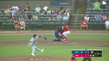 Blake Rambusch doubles (5) on a sharp line drive to left fielder Josue De Paula. Connor Charping scores.