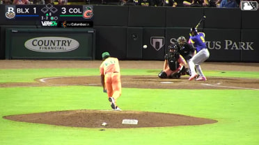 Daniel Guilarte homers (1) on a fly ball to right center field.