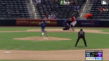 Blaine Crim homers (6) on a fly ball to center field. Chad Stevens scores. Sterlin Thompson scores.