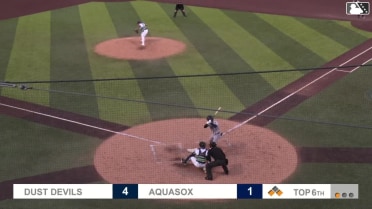 Adrian Placencia out on a sacrifice fly to left fielder Curtis Washington Jr. Ryan Nicholson scores.