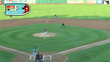 Enddy Azocar triples (4) on a line drive to center fielder Griffin Burkholder. Fernando Peguero scores.