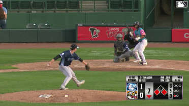 Casey Yamauchi out on a sacrifice bunt, pitcher Zack Lee to first baseman Garrett Pennington. Pedro Pineda scores. Gunner Gouldsmith to 2nd.