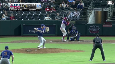 Nolan Gorman singles on a line drive to center fielder Homer Bush Jr. Colton Ledbetter scores. Noah Mendlinger to 2nd.