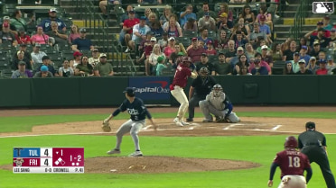 Marcus Lee Sang singles on a ground ball to center fielder Kendall George. Keith Jones II scores. Corey Joyce scores.