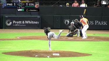 Adam Zebrowski homers (16) on a fly ball to left center field.