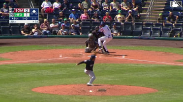Dyan Jorge homers (1) on a fly ball to left center field. Jimmy Obertop scores.