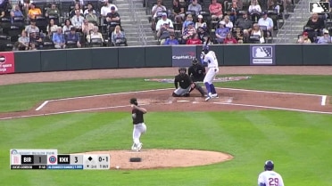 Alexander Ramirez doubles (1) on a sharp fly ball to center fielder Braden Montgomery. Carter Trice scores.