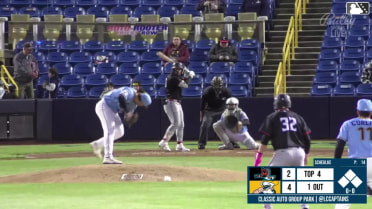 Juan Matheus lines into a double play, second baseman Jeffrey Mercedes to shortstop Dean Curley. Colby Shade out at 2nd.