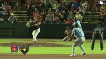 Yolfran Castillo singles on a ground ball to center fielder Braylon Whitaker. Deward Tovar scores.