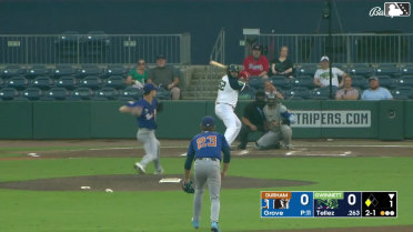 Rowdy Tellez singles on a line drive to right fielder Jake Cave. Patrick Clohisy scores.