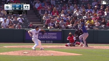 Aaron Sabato singles on a line drive to left fielder Dominic Fletcher. Ryan Kreidler scores. Tanner Schobel to 2nd.