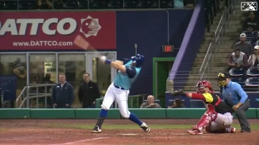 Grant Lavigne hits his third home run of the year