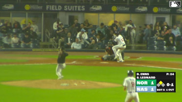 Eddys Leonard singles on a line drive to center fielder Jud Fabian. Cooper Pratt scores. Eddys Leonard to 2nd.