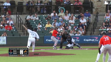 Nate Furman out on a sacrifice fly to left fielder Cavan Biggio. Turner Hill scores.