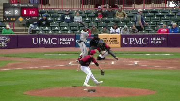 Bo Davidson doubles (4) on a fly ball to left fielder Chris Meyers. Sabin Ceballos scores.