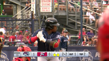 Jamari Baylor out on a sacrifice fly to right fielder Raylin Heredia. Corey Collins scores.