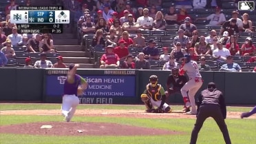 Orlando Arcia singles on a ground ball to center fielder Mitch Jebb. Gabriel Gonzalez scores.