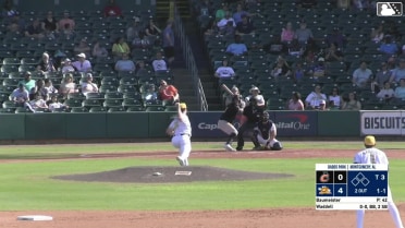 Luke Waddell homers (1) on a fly ball to left field.